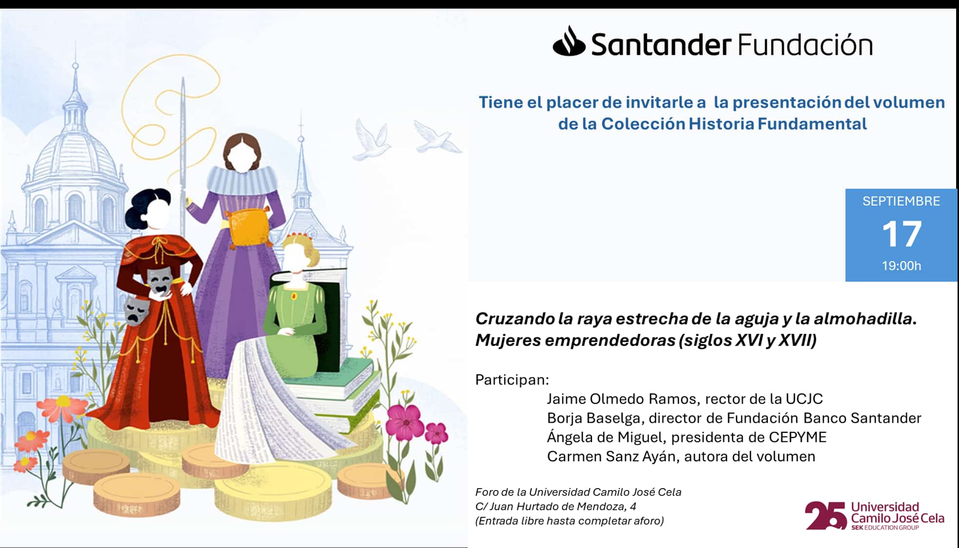 Presentación del nuevo libro de Carmen Sanz Ayán "Cruzando la raya estrecha de la aguja y la almohadilla. Mujeres emprendedoras (siglos XVI y XVII)"